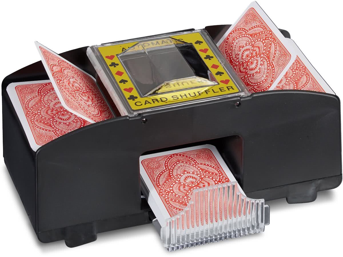 Relaxdays automatische kaartschudmachine voor 2 decks poker schudmachine