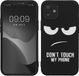 kwmobile Apple iPhone 12 mini Hoesje - Backcover van TPU - Wit/Zwart - Don't Touch My Phone