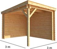 Merkloos Overkapping Els 300 cm bij 300 cm diep Lessenaarsdak bruin