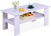 Merkloos Relaxdays Salontafel met opbergruimte - 43,5x100x50 cm - wit
