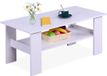 Merkloos Relaxdays Salontafel met opbergruimte - 43,5x100x50 cm - wit