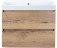 BES LED Maxx XL Badmeubelset 80 cm - Natuur Eiken - Wastafel Just Zonder Kraangat