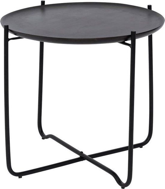 Urban Nature Culture Salontafel Fez - Rond - Industrieel - Zwart - Hout/Metaal