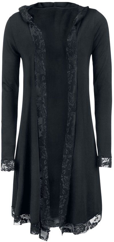 Gothicana by EMP Gothicana Zwart lang vest met kant - Dames - XXL