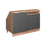 Vicco R-Line Keukenkast voor schuine wand – 120 cm Set van 2 kastrompen 60 cm diepte Antraciet-goud