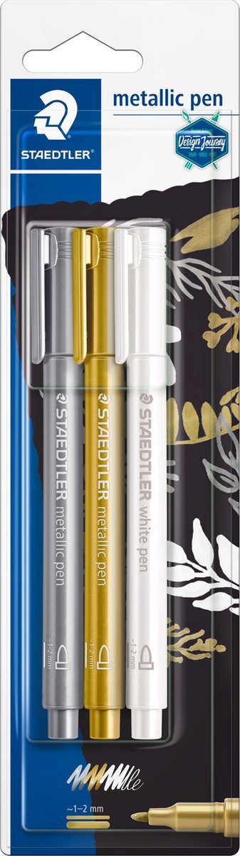 Staedtler metallic pen - blister goud, zilver, wit