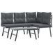 Banc de jardin 3 pièces avec coussins acier thermolaqué noir