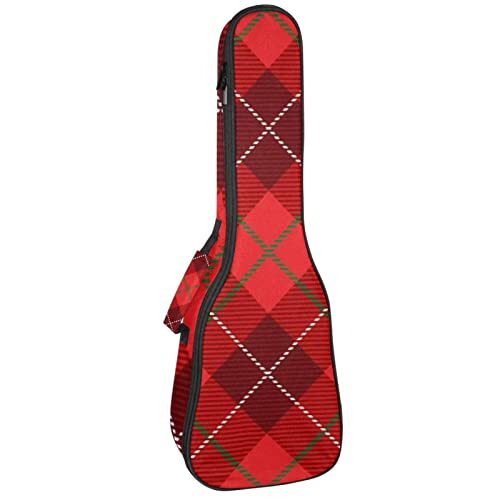 Mersov Concert Ukelele Rugzak, Heavy Duty Ukelele Case Bag met Opslag, Sopraan Concert Tenor Ukelele 10MM Gewatteerde BagBlack SheepsRed Plaid