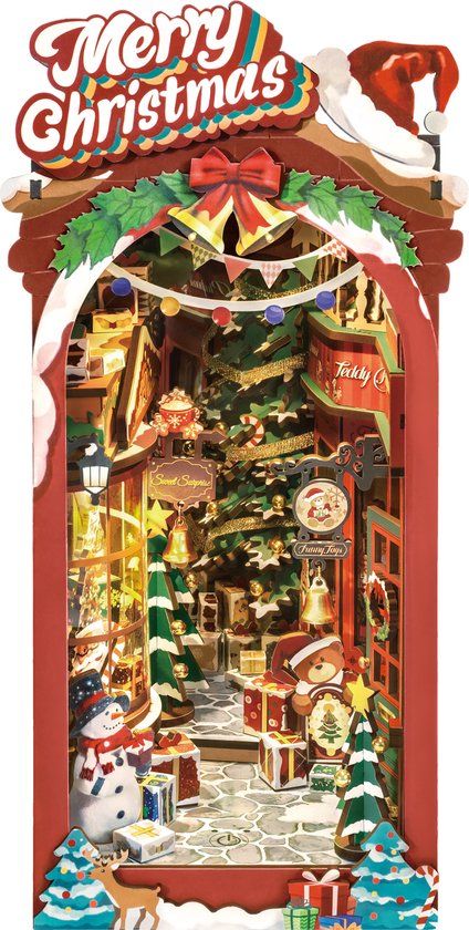Robotime Book Nook Christmas Street | Book Nook | TGC06 | Knutselen | Bouwpakket | Hobby | Kerst | Creatief | Miniatuur