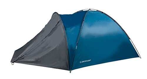 Dunlop Tent voor 2-4 personen, koepeltent camping outdoor tent, blauw/grijs