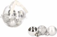Koopman International set de 24 mini boules de Noël - plastique / plastique - Argent - 3 cm