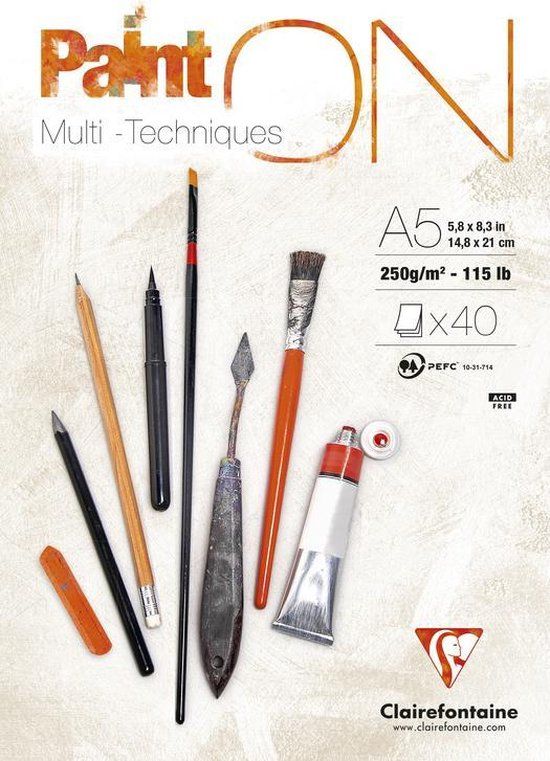 Clairefontaine Paint-ON A5 Blok - Wit | 250 g/m2 | Schilderpapier