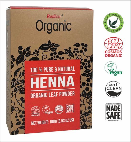 Radico ORGANIC HENNA Rood - 100% Natuurlijke BIO Organic Haarverf - 100g