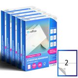 M-office Zelfklevende etiketten – bedrukbaar, wit, meervoudig, school, voor potten en notitieboeken, nuttige stickers voor dagelijks gebruik (2 etiketten per vel, 500 vellen)