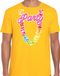 Bellatio Decorations Tropical party T-shirt voor heren - bloemenkrans - geel - carnaval/themafeest XXL