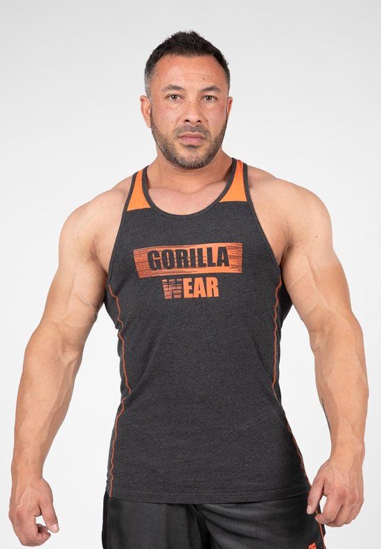 Gorilla Wear Wallace Tank Top - Grijs/Oranje - L - Mannen