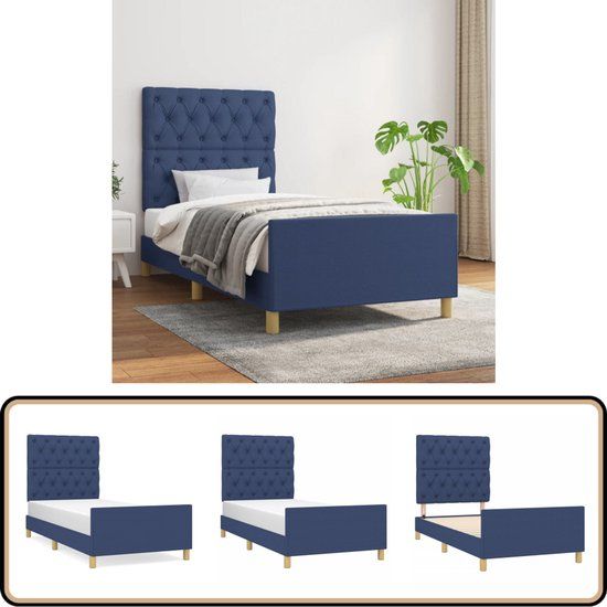 vidaXL Bedframe - 80x200 cm - Stof - Blauw