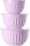Set de saladiers avec couvercle - 3 pièces - Grand set de bols à mélanger - 2 l/3 l/4 l - Empilable - Grands bols pour cuisine