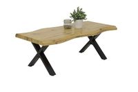 HELA GERD Boomtafeltafel, salontafel, X-frame, houtmateriaal, wild eiken natuur, 110 x 60 cm