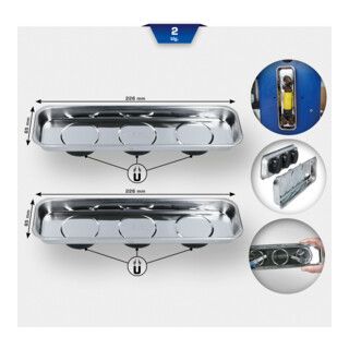 Brilliant Tools Magnetische tray- / schaalset van RVS 65 x 226 mm, 2-dlg