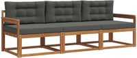 vidaXL - Chaise longue loungeset 3-delig Acaciahout Natuurlijk en Antraciet