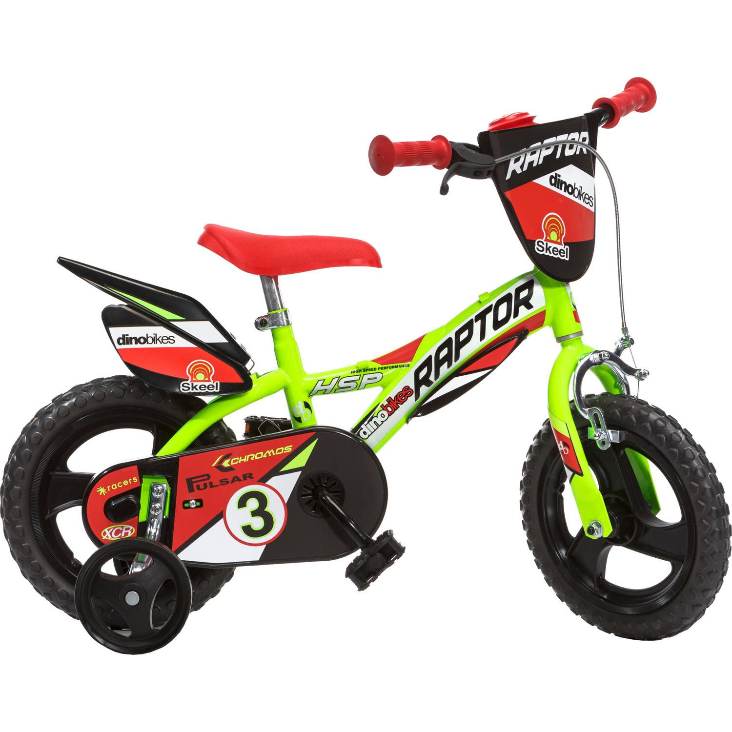 Dino Raptor Kinderfiets - Rood/Lichtgeel - Staal - 2023 Model