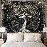 Ibenzoa® Grand tapis mural psychédélique mandala avec arbre de vie et motif d'étoiles - 175 x 230 cm