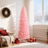 vidaXL Kunstmatige slanke kerstboom 180 cm PVC en staal Roze