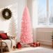 vidaXL Kunstmatige slanke kerstboom 180 cm PVC en staal Roze