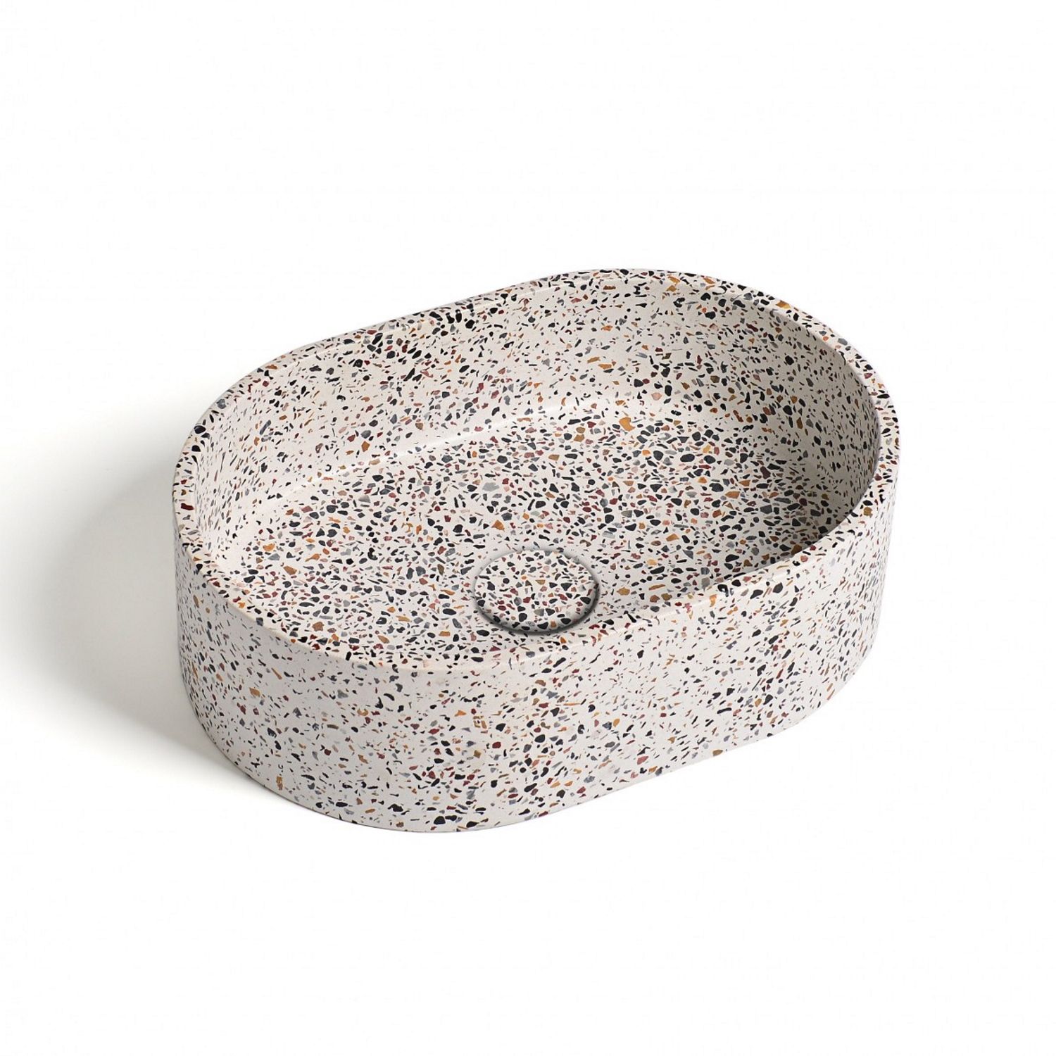 Ideavit idea.rock Waskom Ovaal 40x28x12 cm Terrazzo Wit
