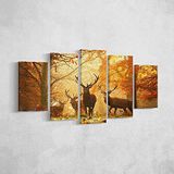 Homemania Wandfoto, 5 dieren per woonkamer, meerkleurig, 100 x 3 x 60 cm, HM205PKNV-193, polyester, hout