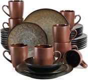 Happyment Luxe Serviesset - 8 Personnes - Porcelaine - 32 Pièces - Marron