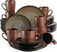 Happyment Luxe Serviesset - 8 Personnes - Porcelaine - 32 Pièces - Marron