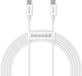 Baseus USB-C naar USB-C 100W 2m oplaad- en overdrachtkabel Wit