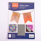 Florence Glitterpapier - Knutselpapier - A4 - Grijs - 5 vellen - 216 g
