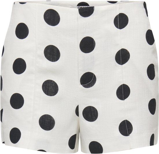 Only Broek Onlviesta Hw Linen Bl Shorts Tlr 15375013 Cloud Dancer/black Dot Dames Maat - W40