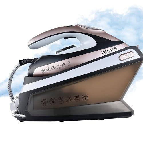 Digiquest Stamy Boily Strijkijzer, 2400 W, met ketel en keramische zool met led-display, transparante tank, continu watervullen, stoomstoot