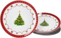 MamboCat Set van 6 Christmas Dream dessertborden 20,3 cm porselein