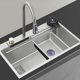 Merkloos / Sans marque Wan GmbH Spoelbak Keuken - Wastafel Inbouw - Vaat Wassen - Werkstation Ontwerp - 75 cm - Grijs