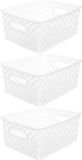 5Five Opbergmand/box van kunststof - 3x - wit - 19 x 25 x 10 cm - 4 liter