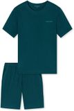 SCHIESSER Pyjama Kort Heren Diep Zeegroen Effen Korte Mouw 60% Katoen 40% Modal