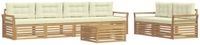 vidaXL - Buiten - bank - set - 7 - st - Wit - en - crèmekleurig - Massief - Acacia - Hout