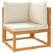 Banc d'angle de jardin en bois d'acacia et corde avec coussins