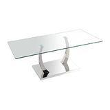 DRW Rectangular Coffee Table Metal and Glass Transparent and Chrome 120 x 60 x 45 cm