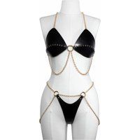 Elif Domanic Valerie Set BDSM Kleding Leren Lingerie Maat S