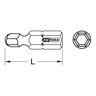 KS Tools 1/4" CLASSIC bit inbus - 3/32" - 25mm - set van 5