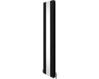MonsterShop Monster Group BV Ovale spiegelradiator & kleppen - Zwart - 1800mm x 380mm - 3340 btu