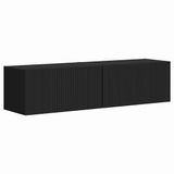 vidaXL TV Wandkast 2 st Zwart Bewerkt hout