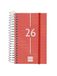Finocam Spiraalkalender 2026, 1 dag per pagina, januari - december (12 maanden), jaarplanner 2026, met elastiek, omslag van polypropyleen, spiraalbinding, rood, Catalaans
