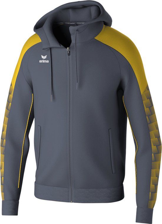 Erima Evo Star Trainingsjack Met Capuchon Kinderen - Slate Grey / Geel - Maat 164